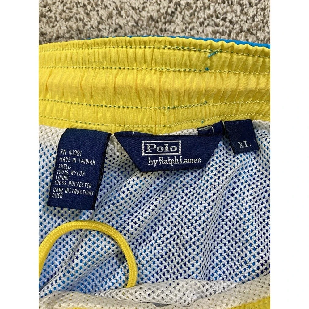 VTG Polo Ralph Lauren Mesh Brief Liner Swim Trunks 5” Men’s XL Blue Drawstring